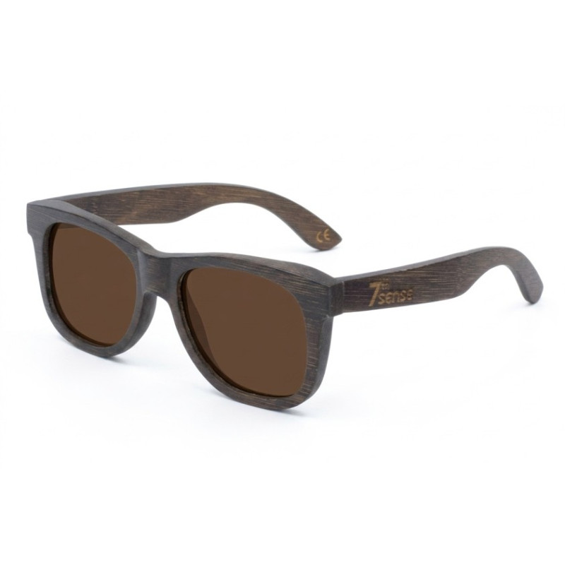 Дървени слънчеви очила 7th Sense Kanye Brown Polarized