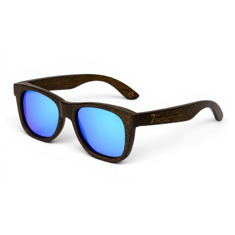 Дървени слънчеви очила 7th Sense Kanye Blue Polarized