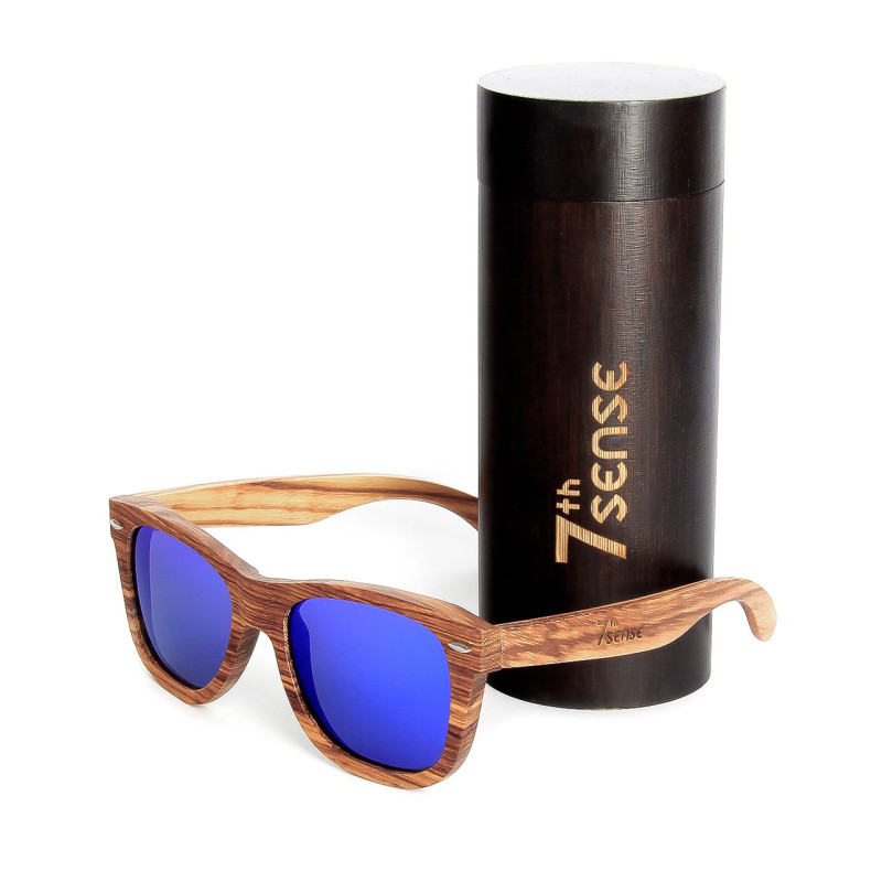 Дървени слънчеви очила с поляризация 7th Sense Wiara Polarized Blue
