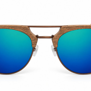 Дървени слънчеви очила 7th Sense Eventyr Green Blue mirror Polarized