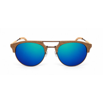 Дървени слънчеви очила 7th Sense Eventyr Green Blue mirror Polarized