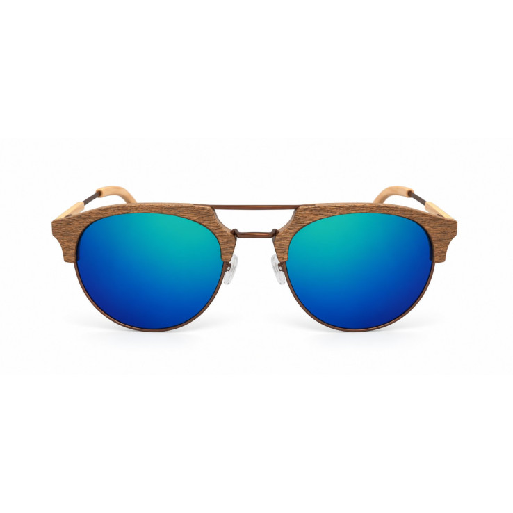 Дървени слънчеви очила 7th Sense Eventyr Green Blue mirror Polarized
