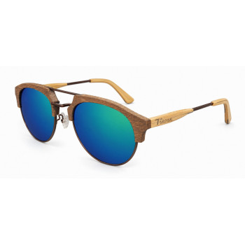 Дървени слънчеви очила 7th Sense Eventyr Green Blue mirror Polarized