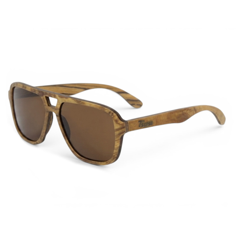 Дървени слънчеви очила 7th Sense Driftwood Brown Polarized