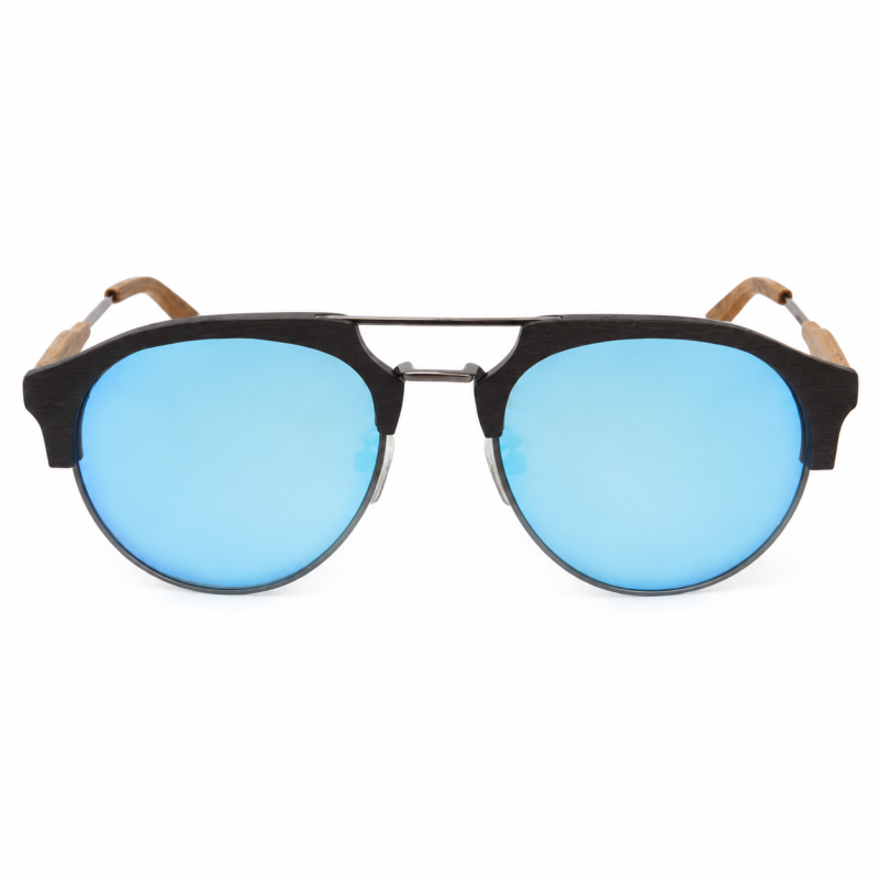 Слънчеви очила с дървена рамка 7th Sense Eventyr Grey Blue mirror Polarized