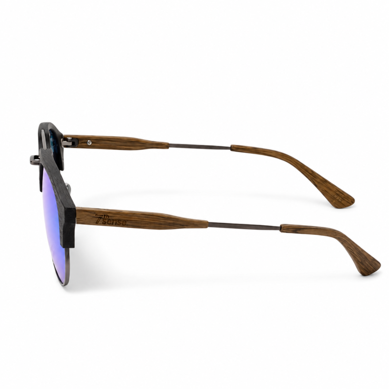 Слънчеви очила с дървена рамка 7th Sense Eventyr Grey Blue mirror Polarized