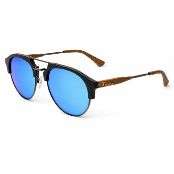 Слънчеви очила с дървена рамка 7th Sense Eventyr Grey Blue mirror Polarized